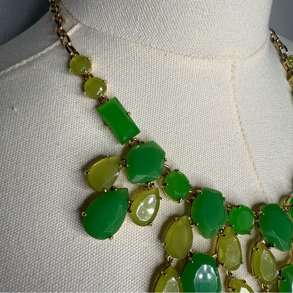 Stella & Dot Linden Shades of Green Stone Cluster Bib Statement Necklace - Picture 5 of 6